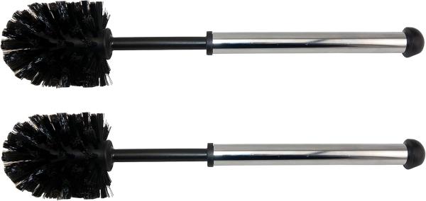 2 x WC-Rundbürste mit verchromten Metallgriff schwarz